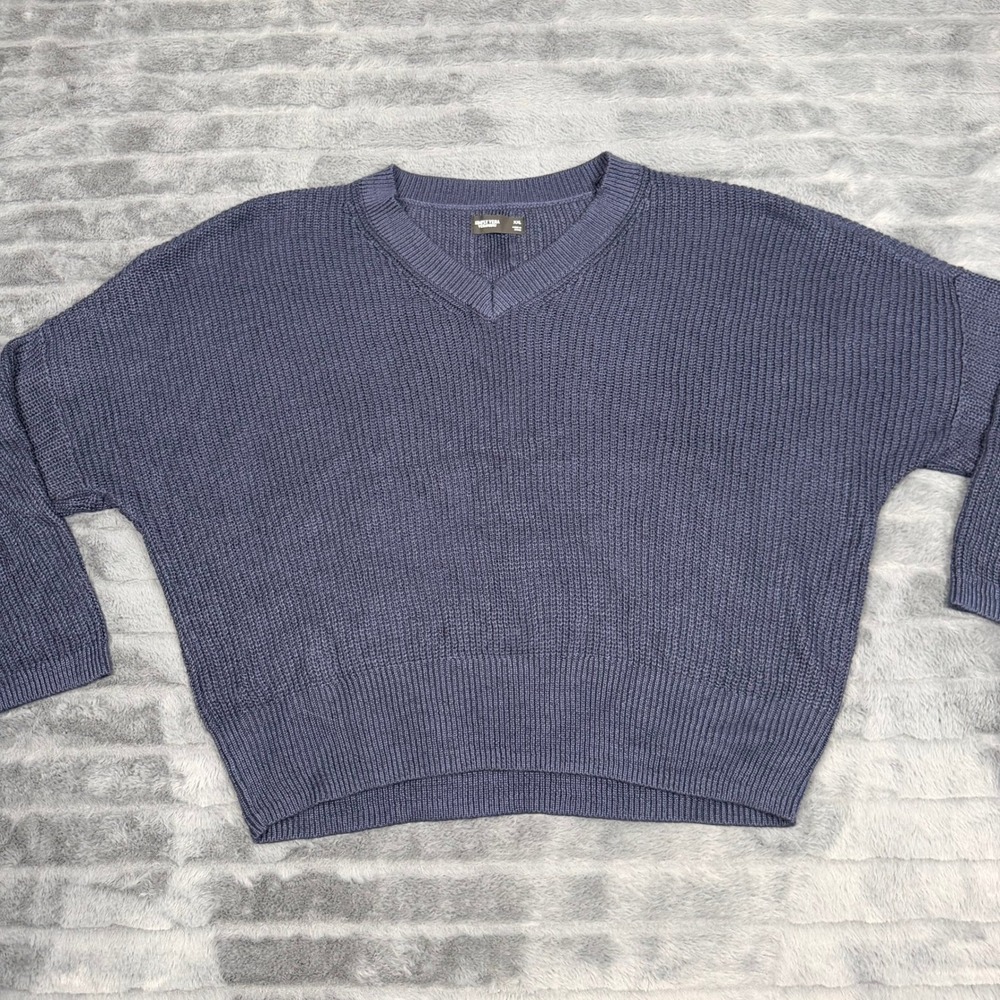 Simply Vera Vera Wang Navy Blue Metallic V-Neck Sweater XXL WV5HS188RS